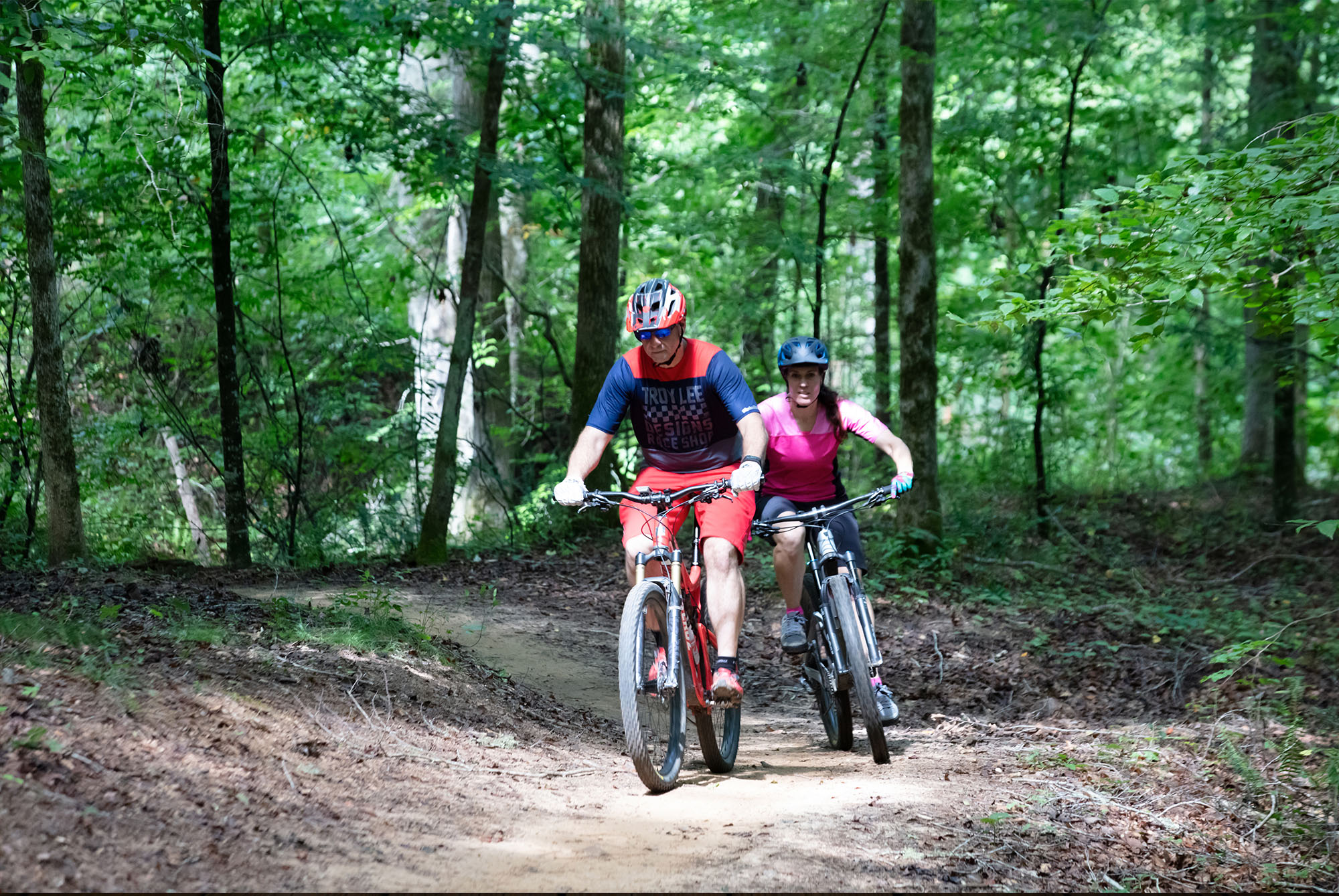 Mountain biking at Rope Mill Park in Woodstock, Georgia