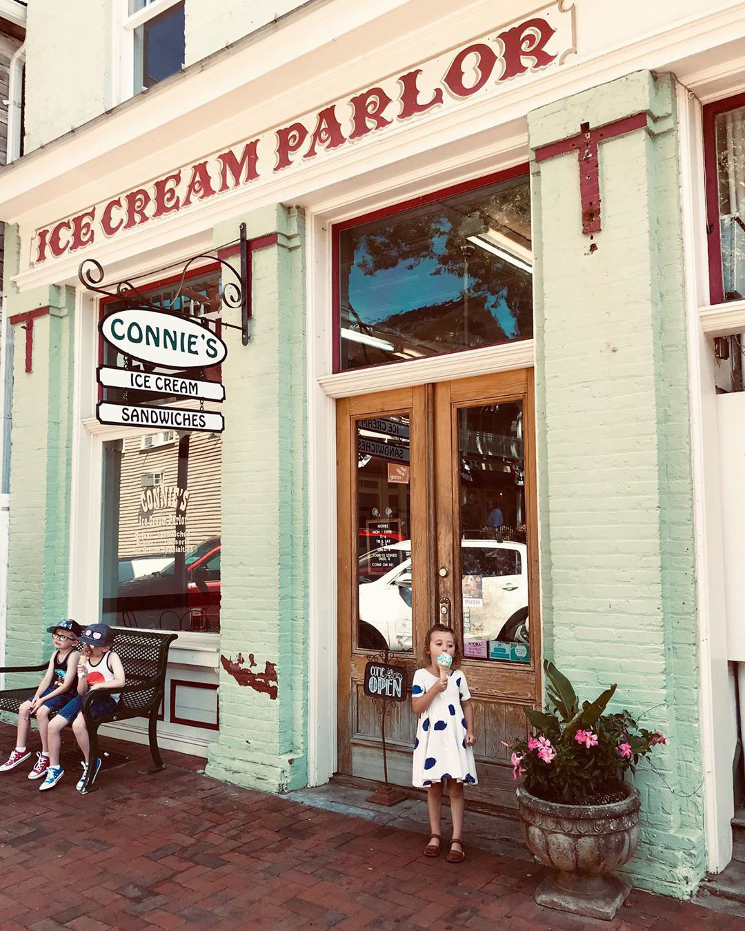 Child eating ice cream in Dahlonega, Georgia