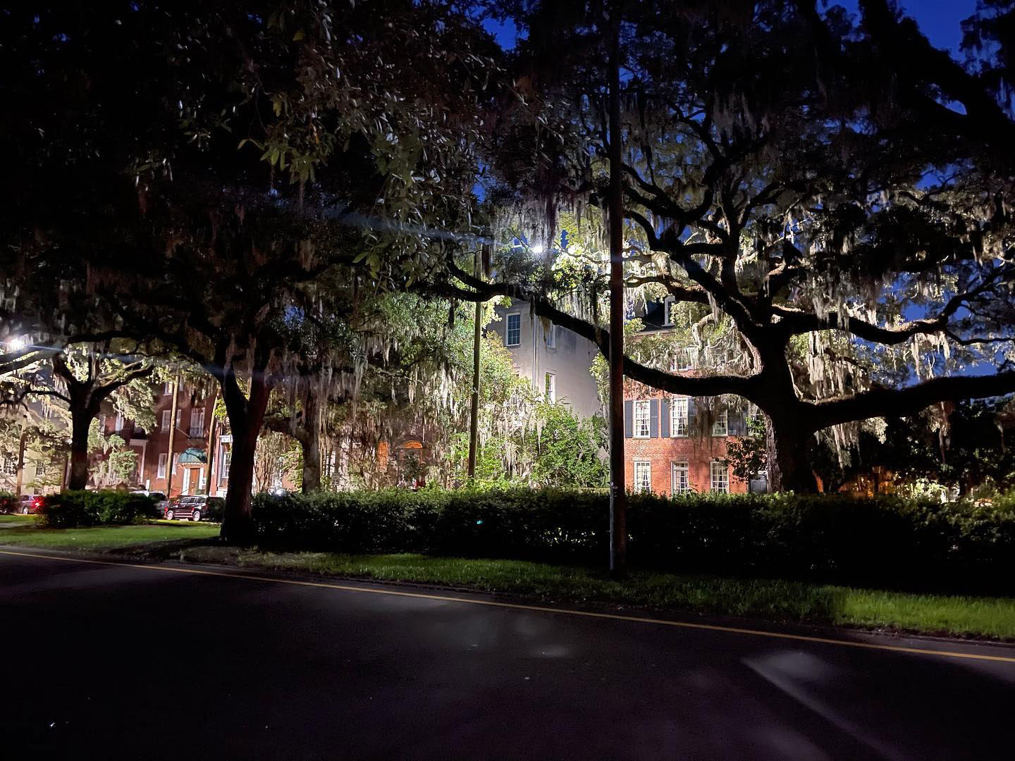 Savannah historic district at night. Photo by @johnny_matook