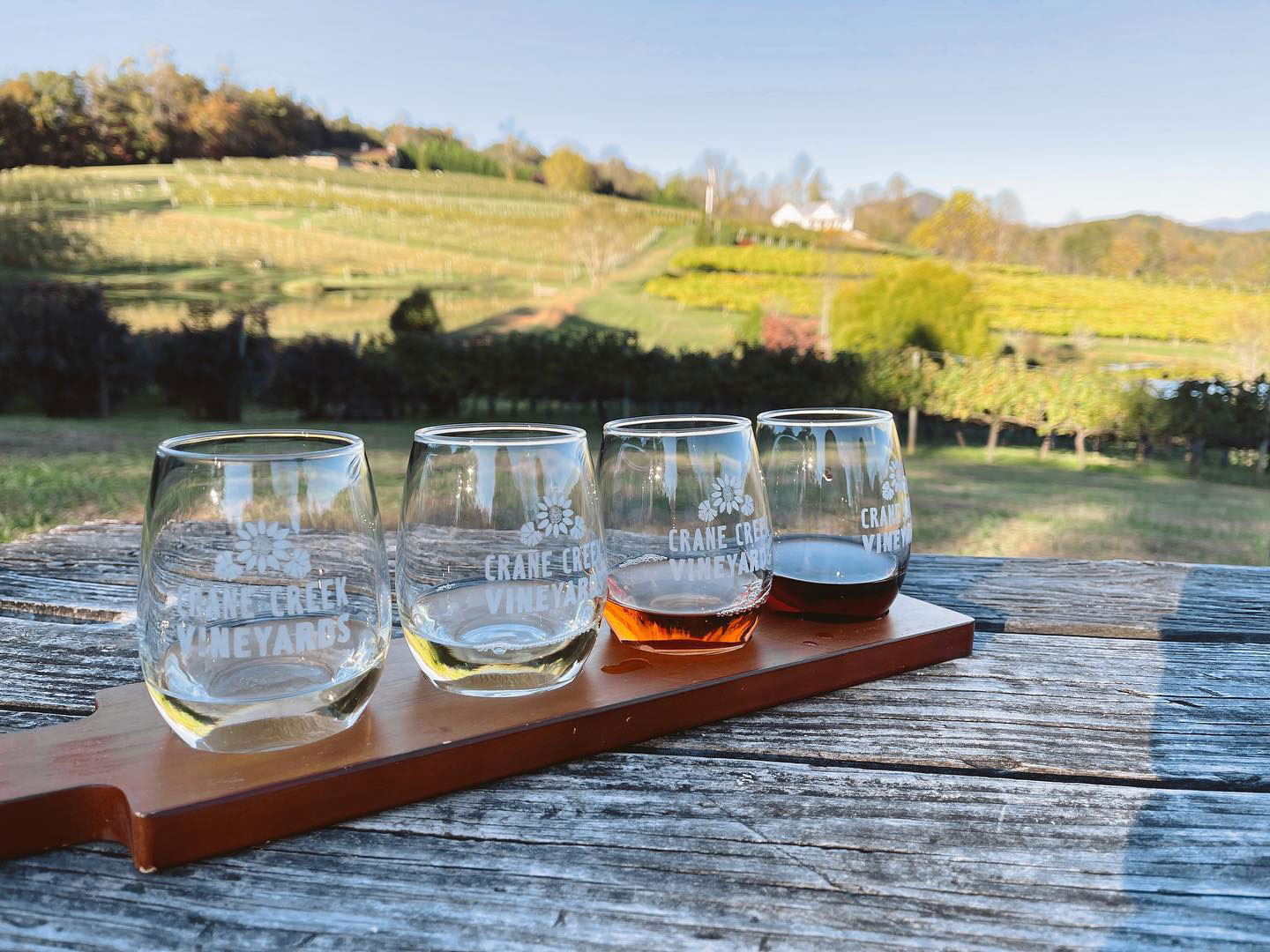 Selection of wines at Crane Creek Vineyards in Young Harris, Georgia