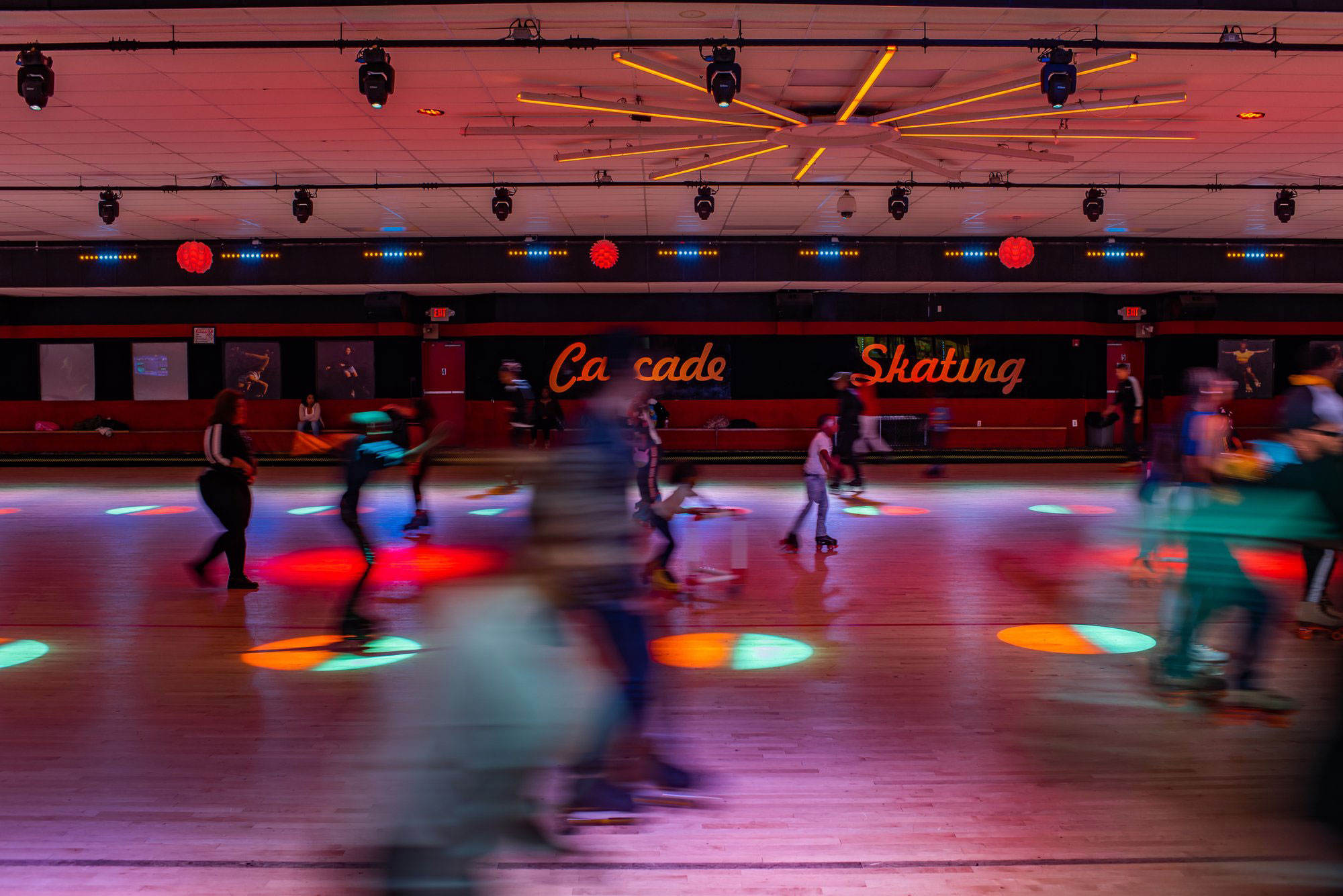 People roller skating at Cascade Skating in Atlanta, Georgia