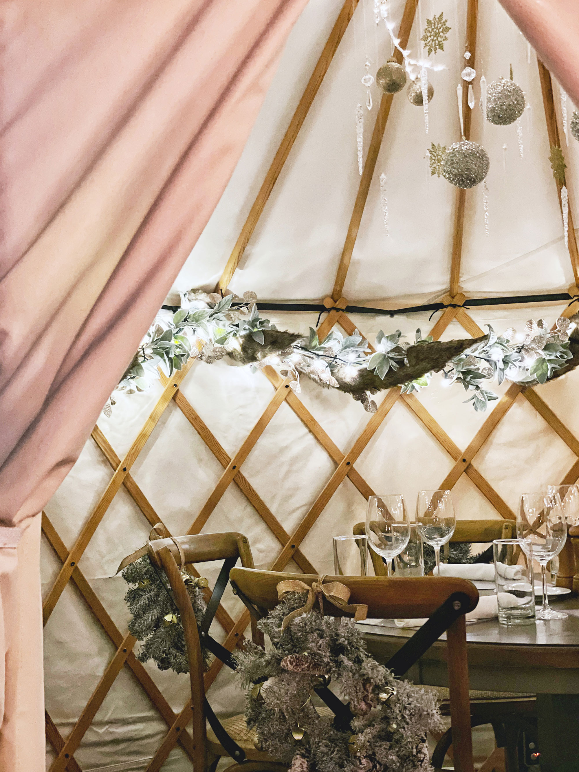 interior of a yurt at Osteria Mattone in Roswell, Georgia