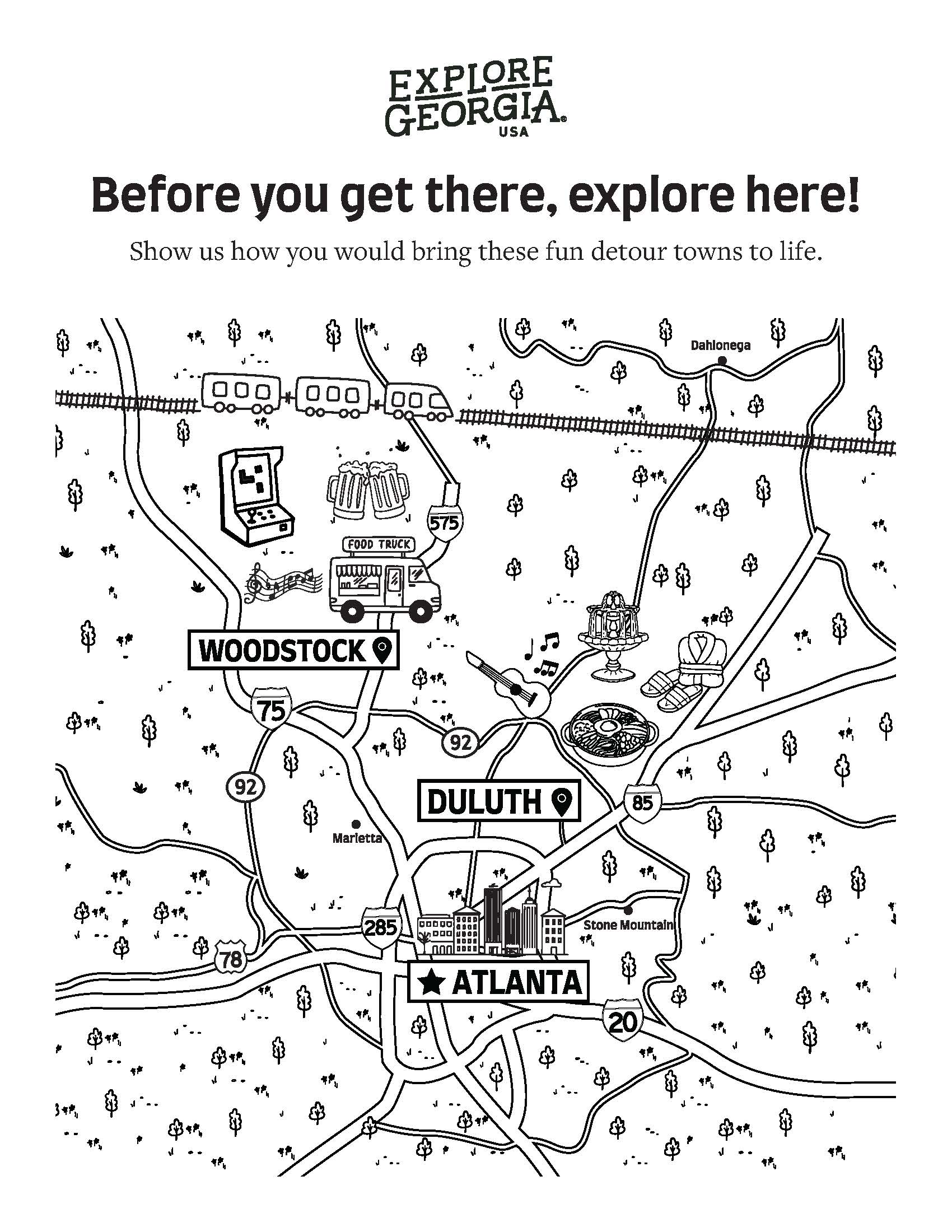 Coloring sheet for Atlanta, Duluth, & Woodstock