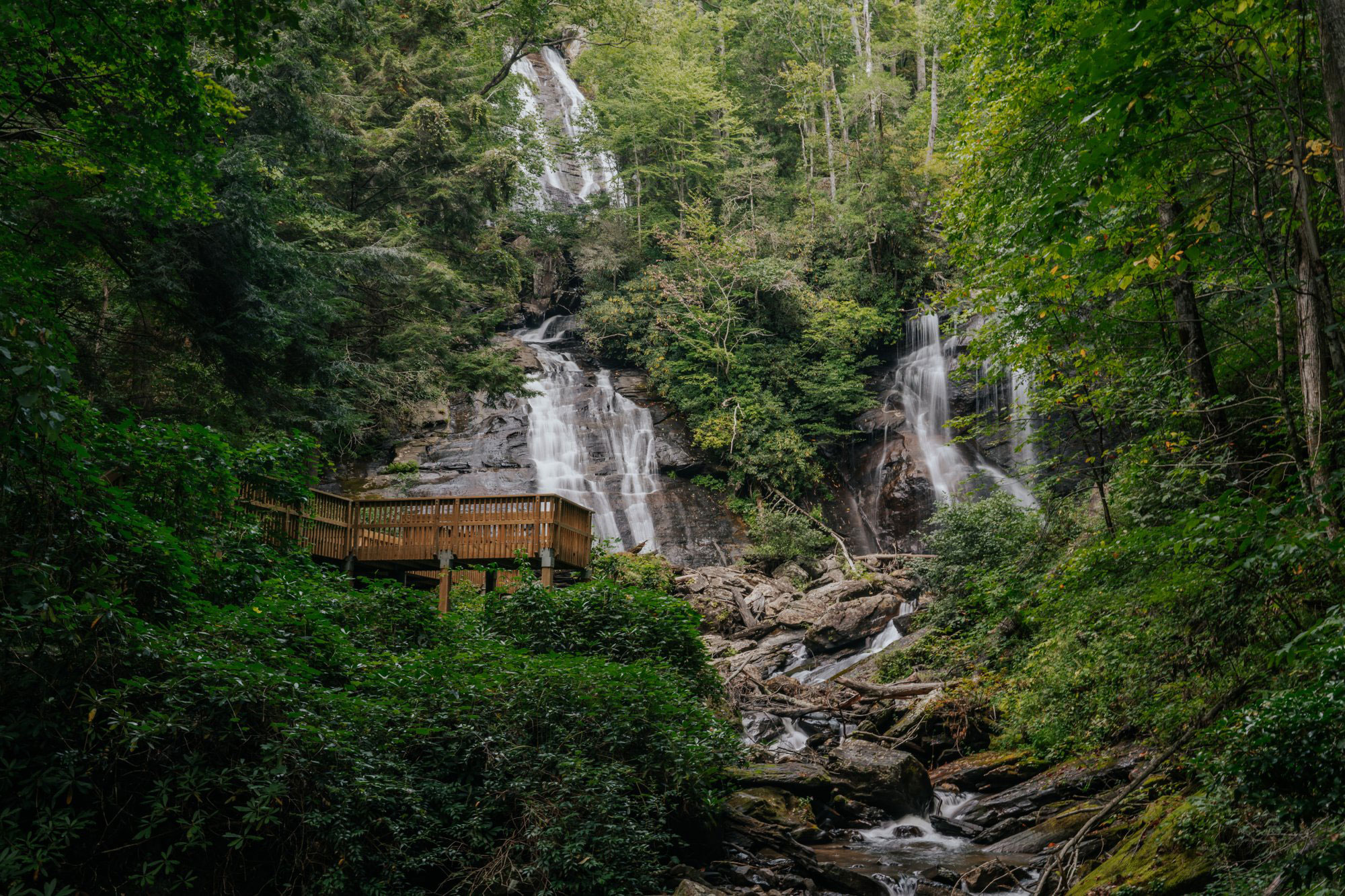 Scenic view of Anna Ruby Falls in Helen, Georgia