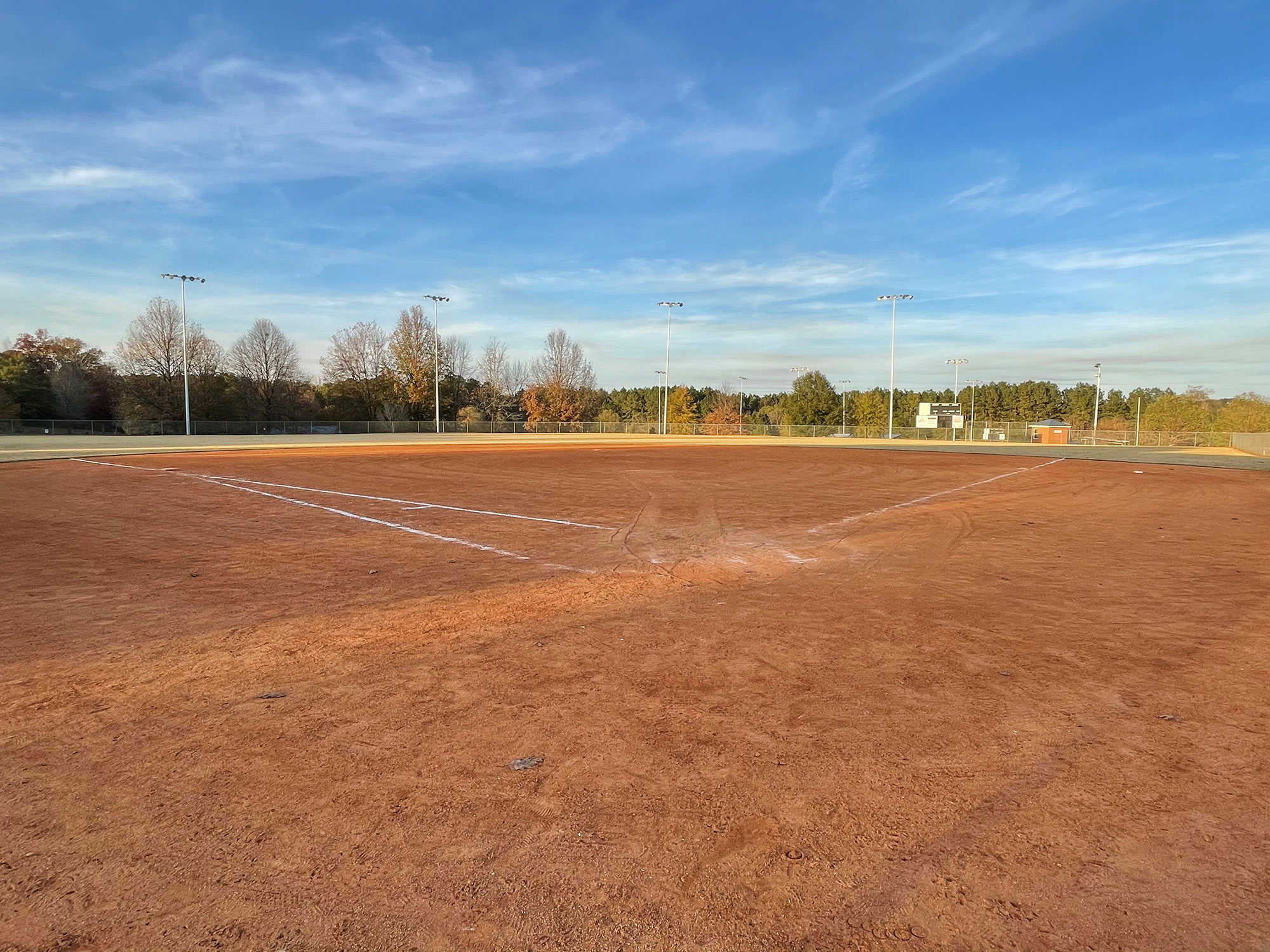 Baseball field at Bill Wood Park in Madison, Georgia