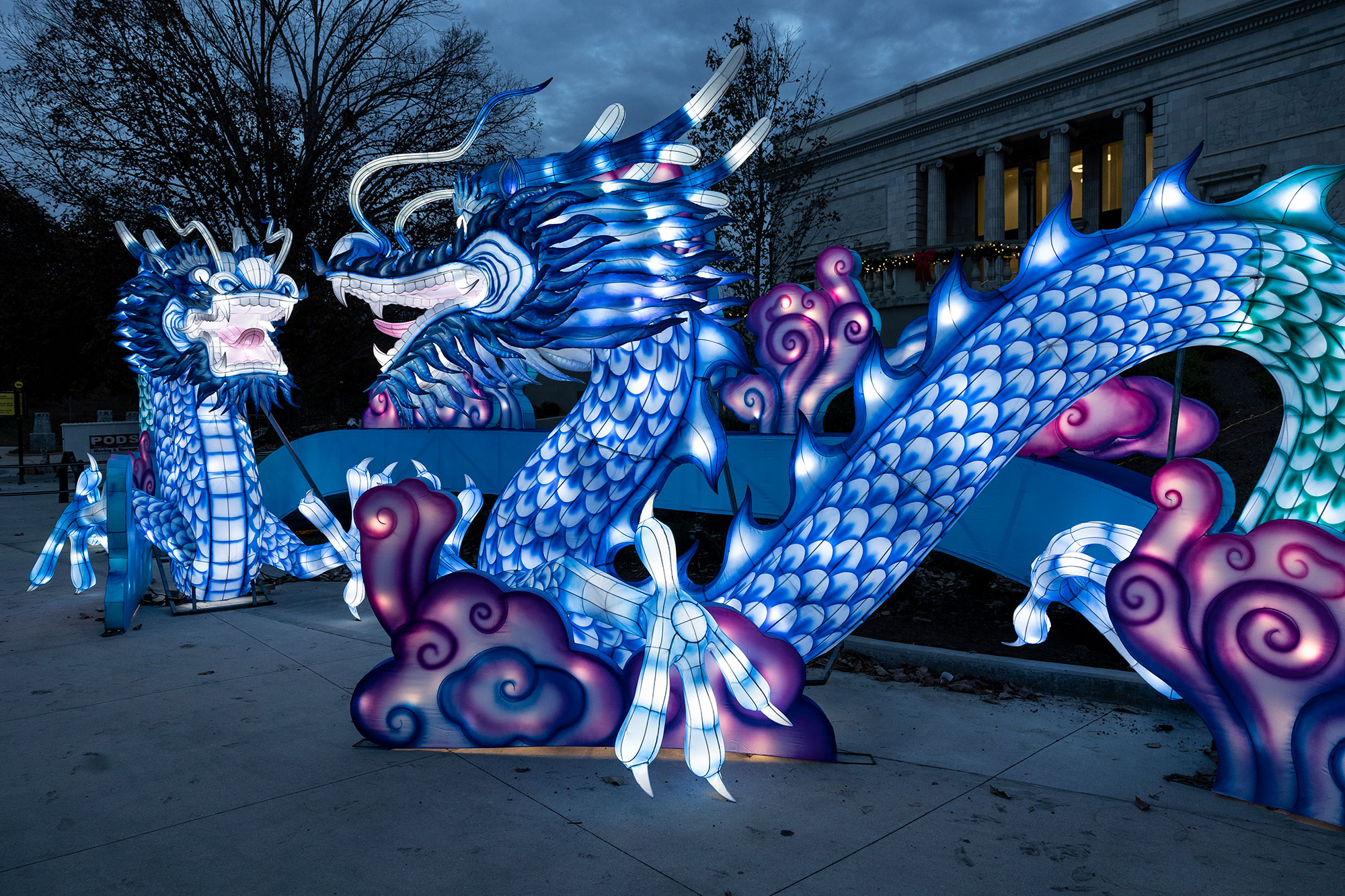 Blue dragons at IllumiNights at Zoo Atlanta