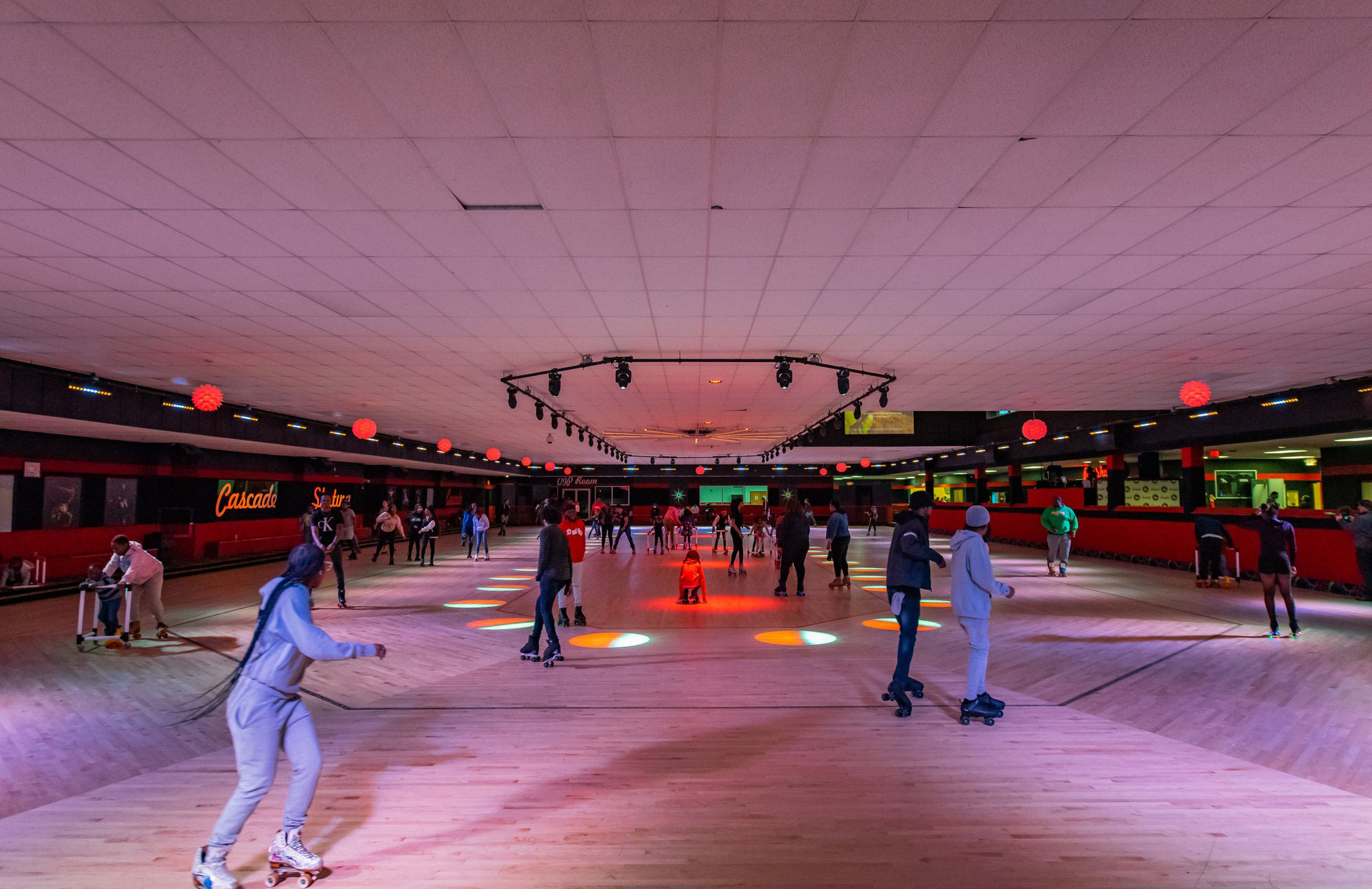 People roller skating at Cascade Skating Rink in Atlanta, Georgia