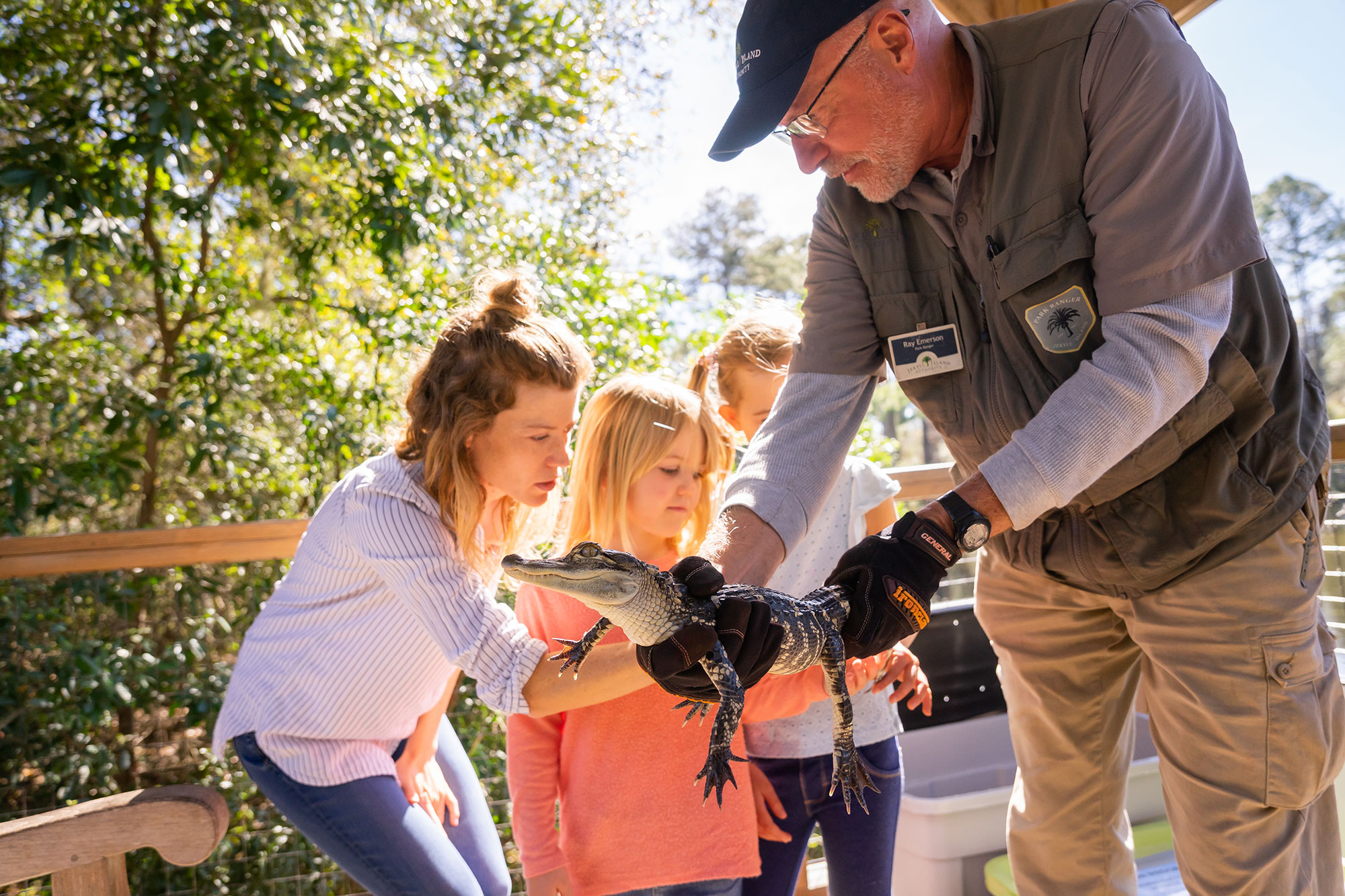 Children and a park ranger at Gatorology on Jekyll Island, Georgia