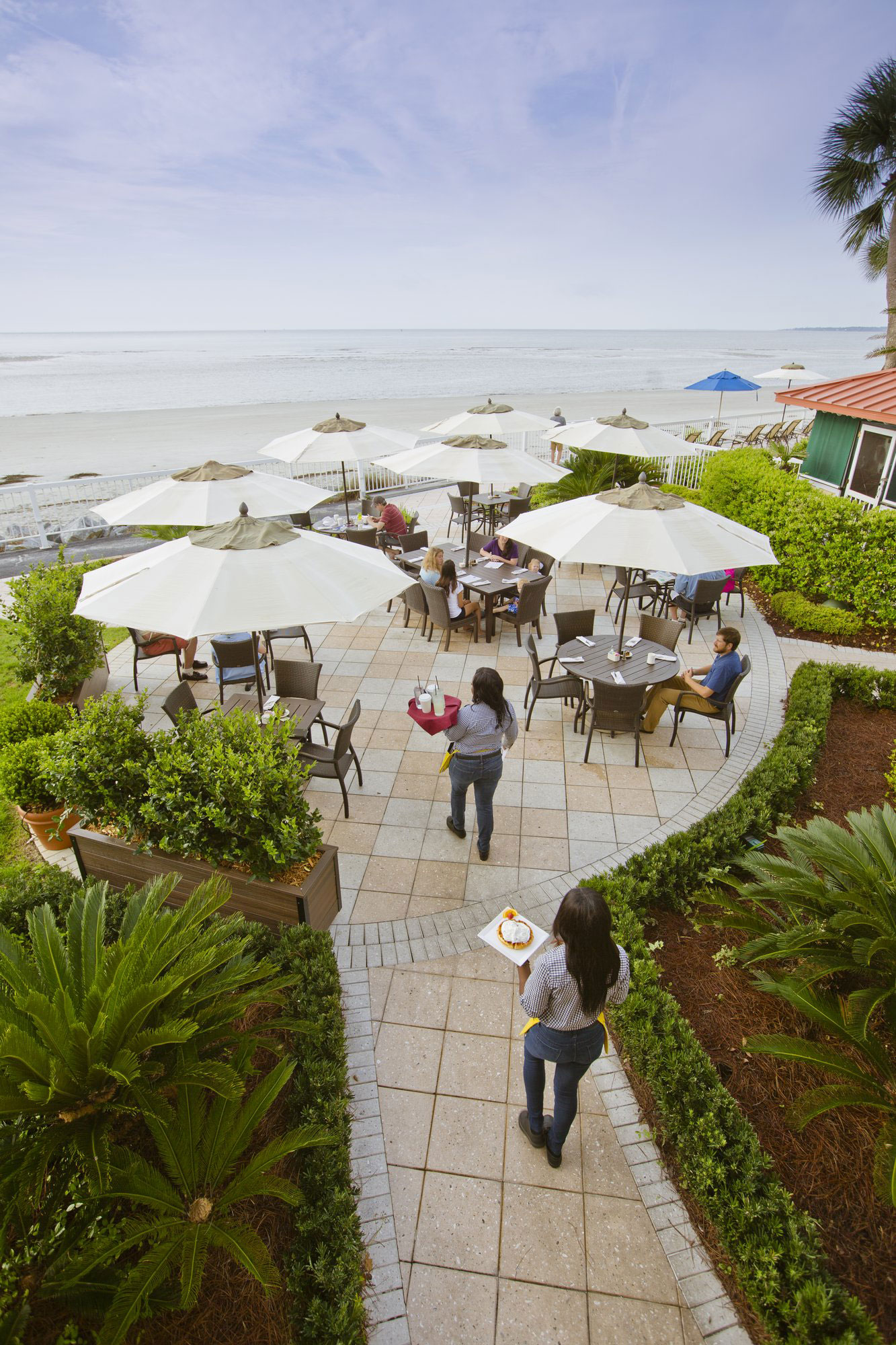 Outdoor dining at ECHO at King and Prince Beach & Golf Resort on St. Simons Island, Georgia