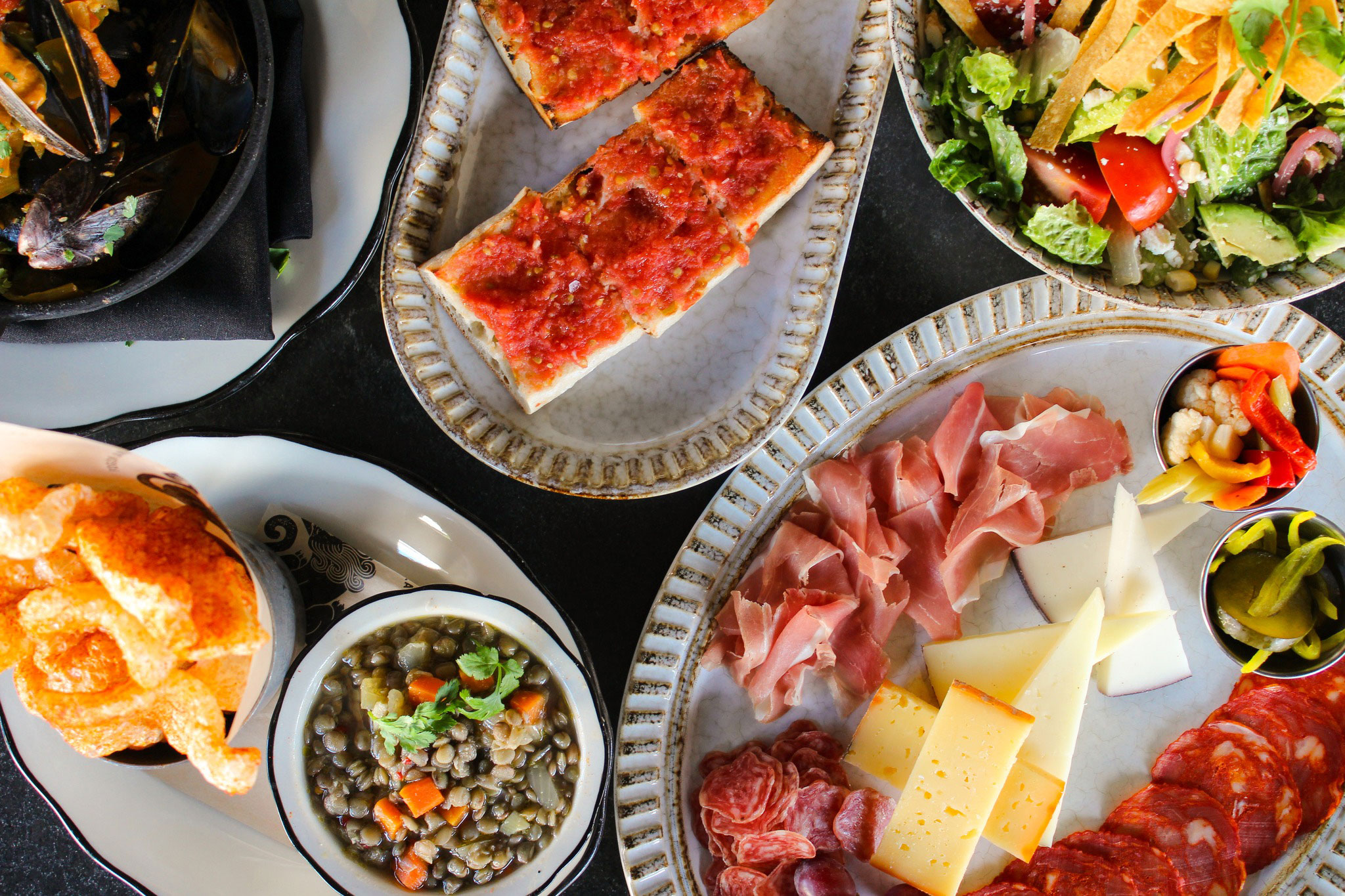Sampling of food at Fogón and Lions in Alpharetta, Georgia