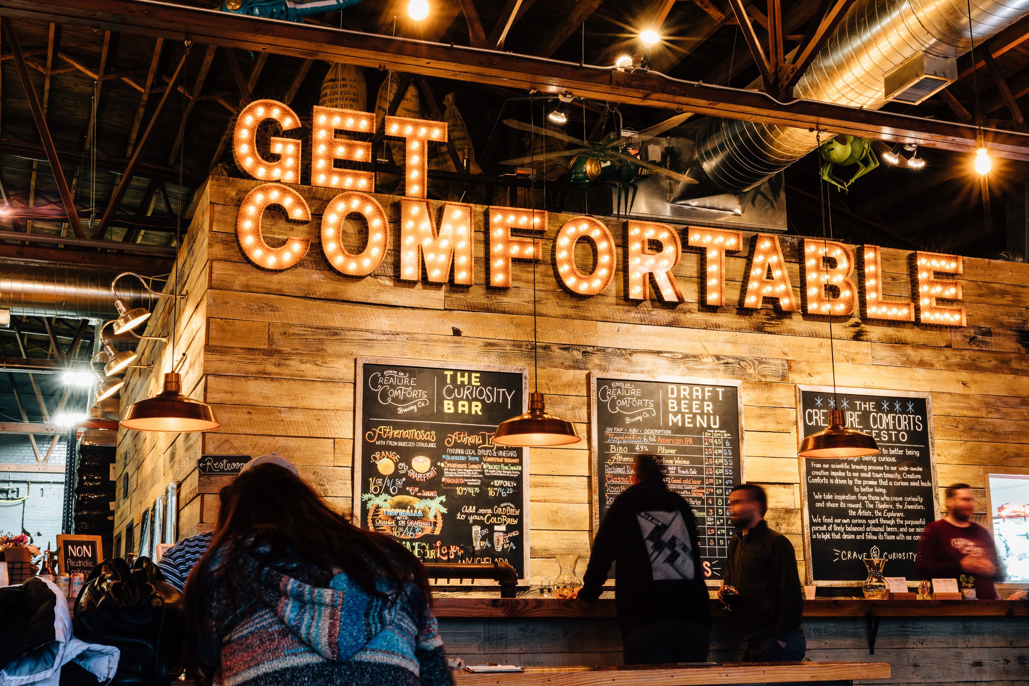 Bar at Creature Comforts Brewing Co. in downtown Athens, Georgia