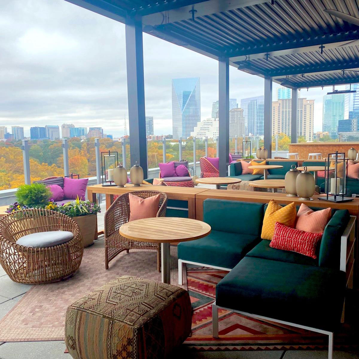 View of Atlanta skyline from rooftop of the Hyatt Centric Buckhead in Atlanta, Georgia