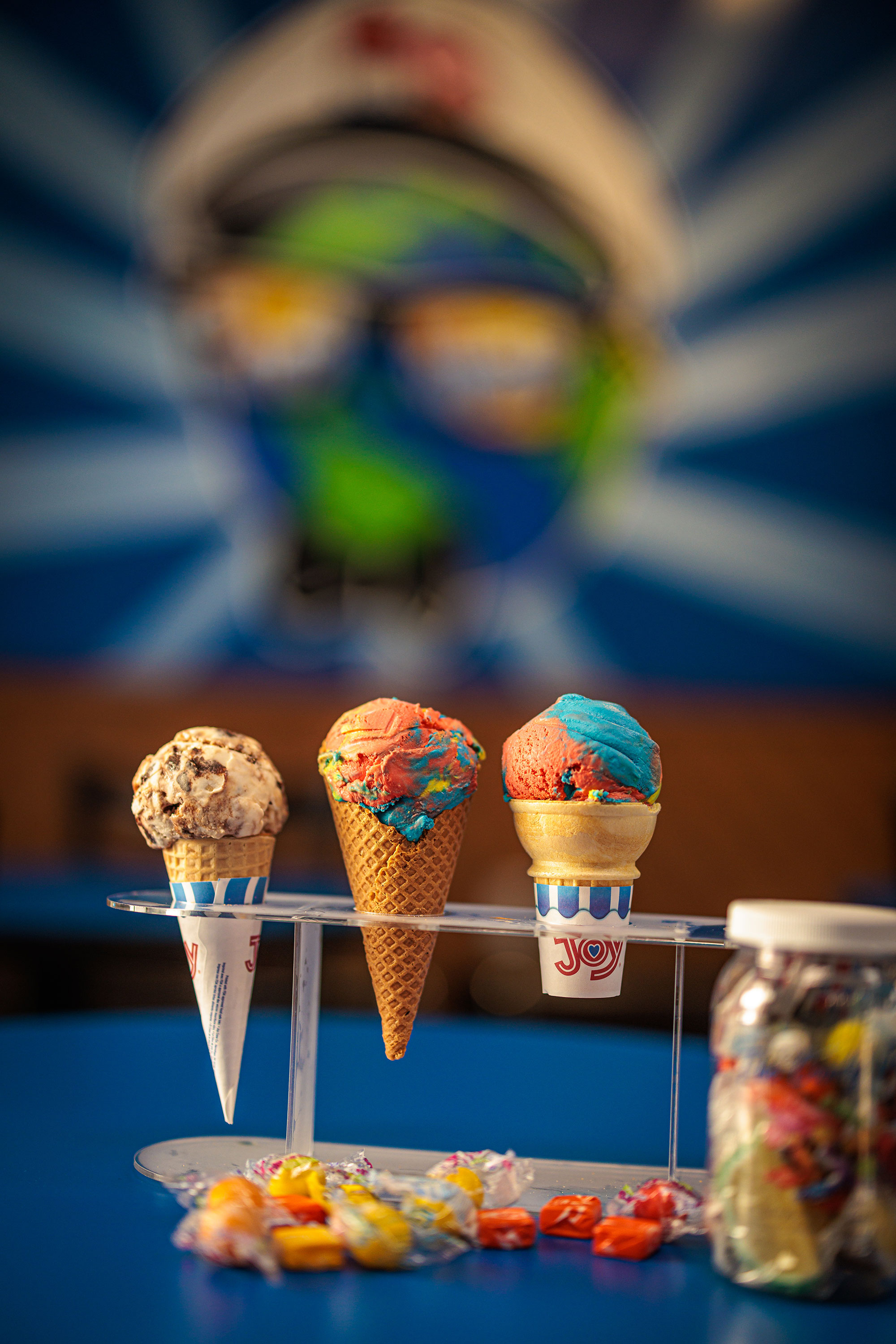 Ice cream cones at Cool World Ice Cream Shop in Athens, Georgia