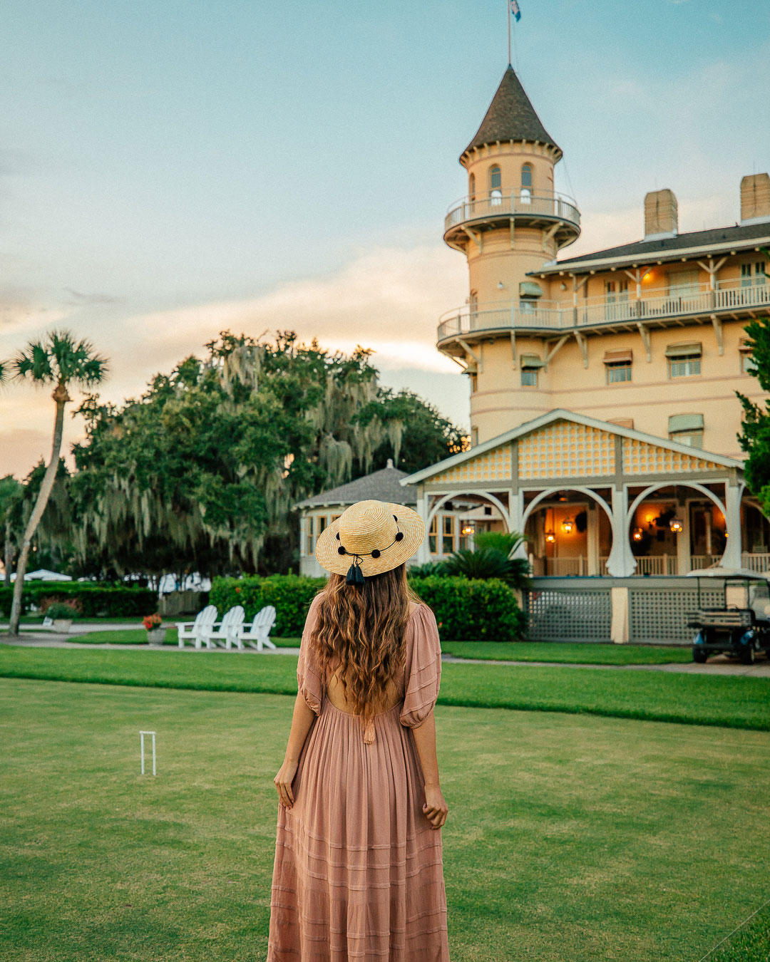 Woman at the Jekyll Island Club Resort on Jekyll Island, Georgia