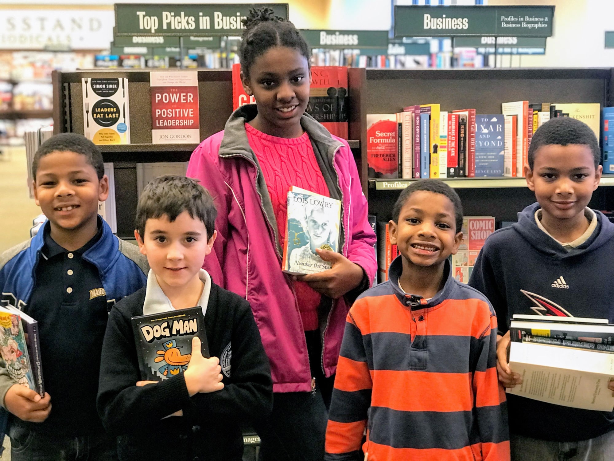 Kids visiting the bookstore. Photo by Maria Smith