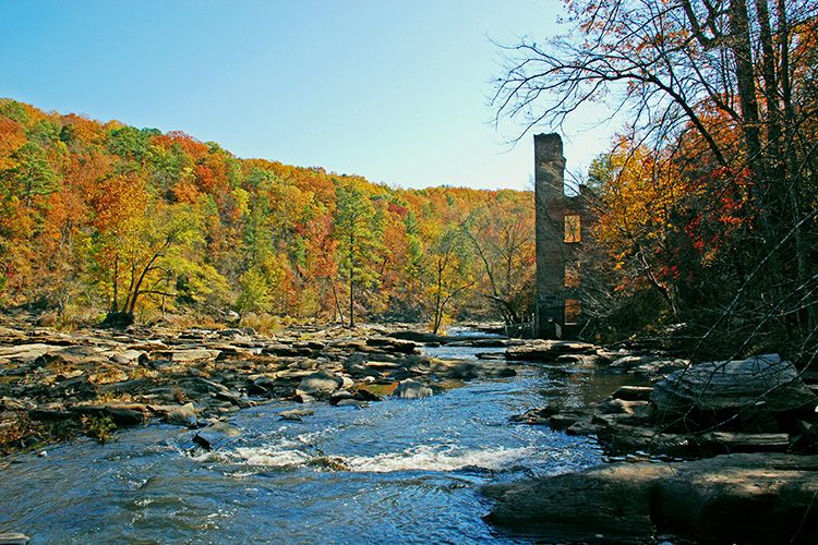 Mill ruins at Sweetwater Creek State Park in Lithia Springs, Georgia