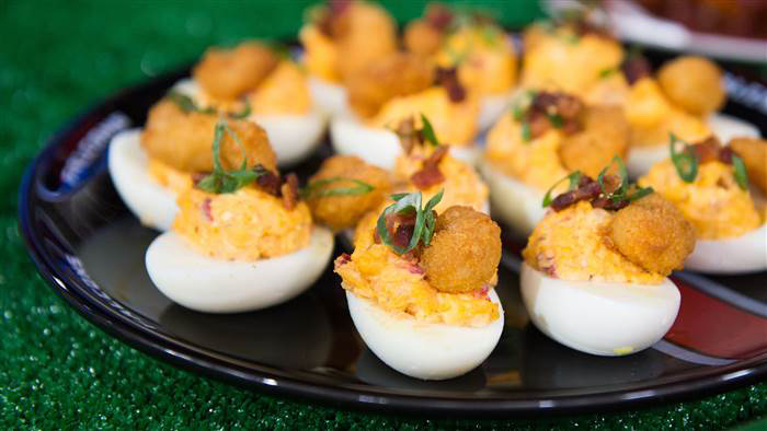 Chef Jennifer Hill Booker's Pimento Cheese Stuffed Deviled Eggs