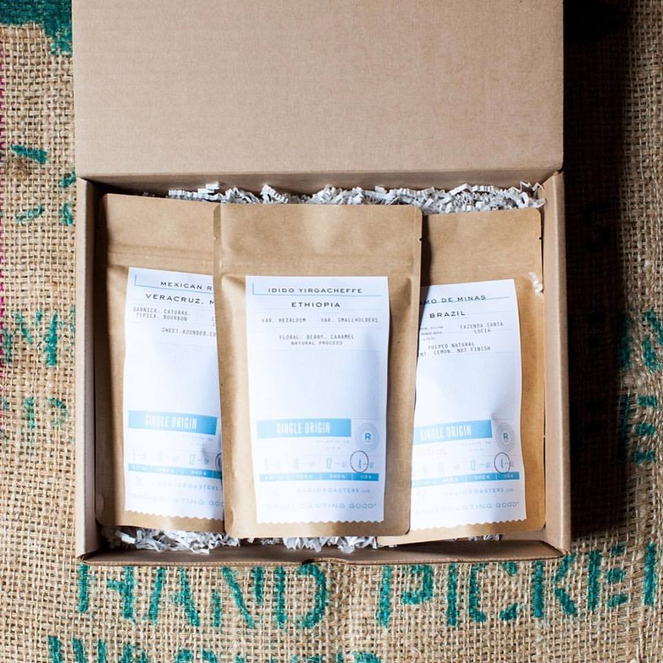 The origin sampler from Radio Roasters: four coffees spanning the world's coffee growing regions - Radio Roasters, Scottdale, GA