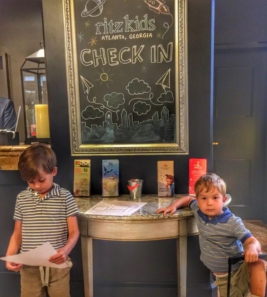 Ritz-Carlton kids check in area in Atlanta. Photo by Lesli Peterson