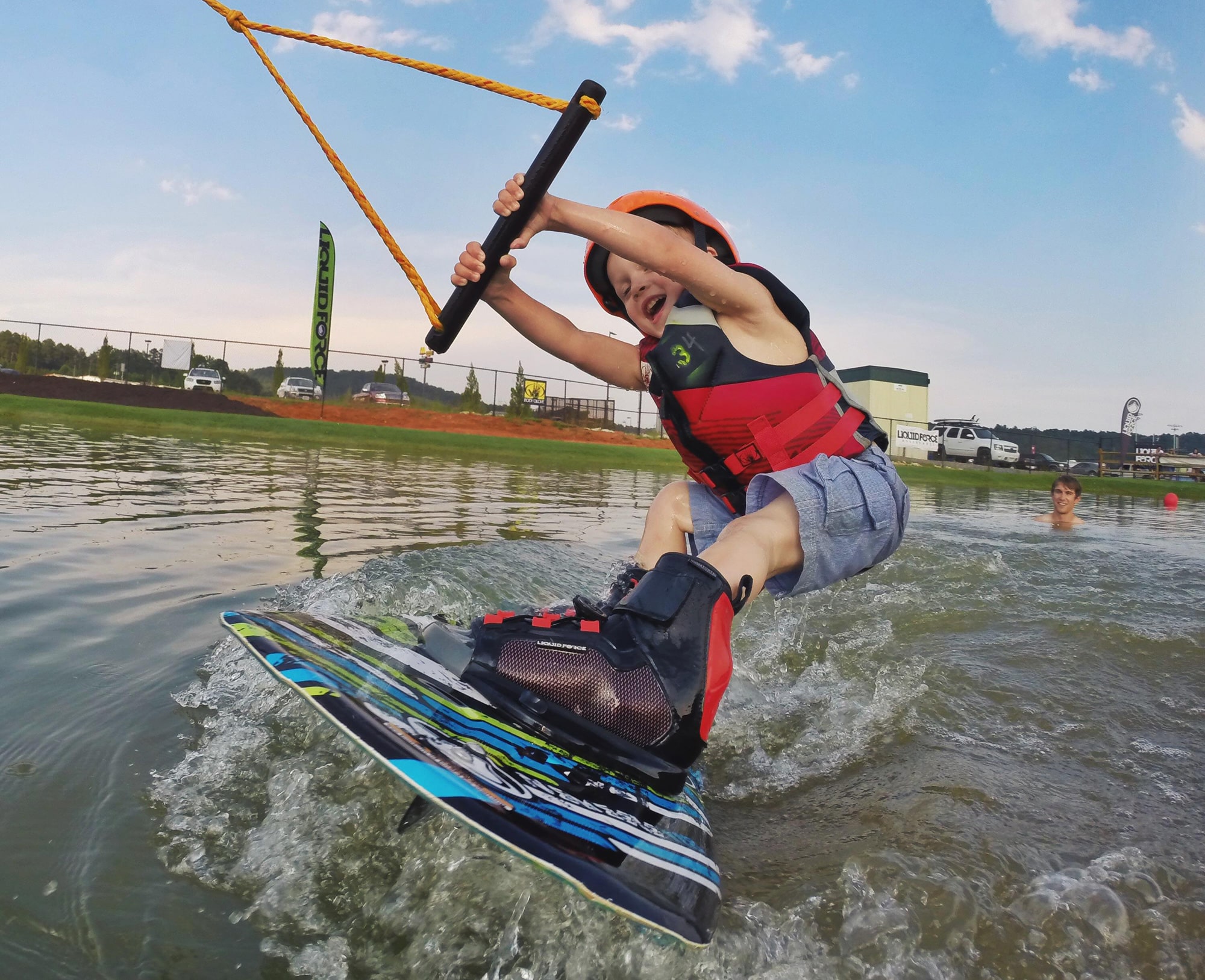 Child on wakeboard at Terminus Wake Park in Emerson, Georgia