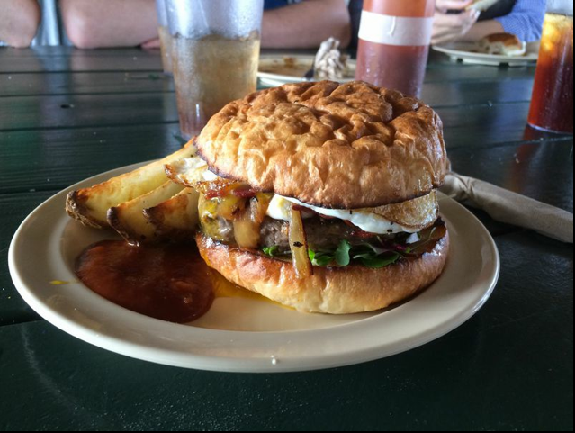 Burger at White Oak Pastures in Bluffton, Ga.