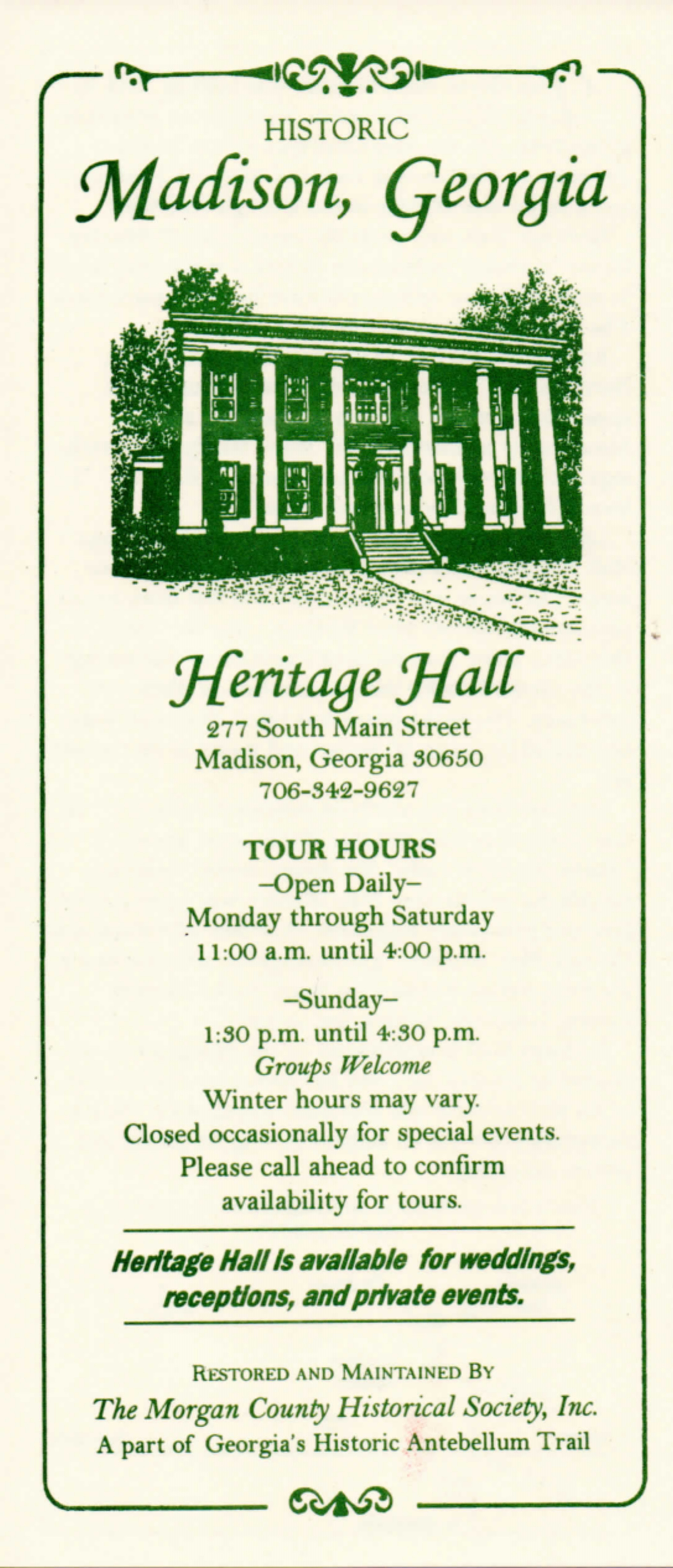 Heritage Hall Brochure