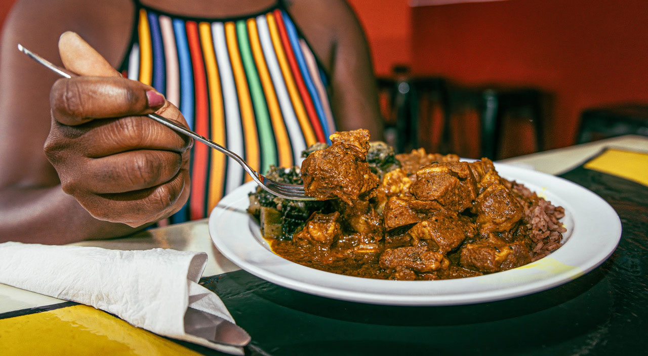 plate of Jamaican food at Mama P's Kitchen