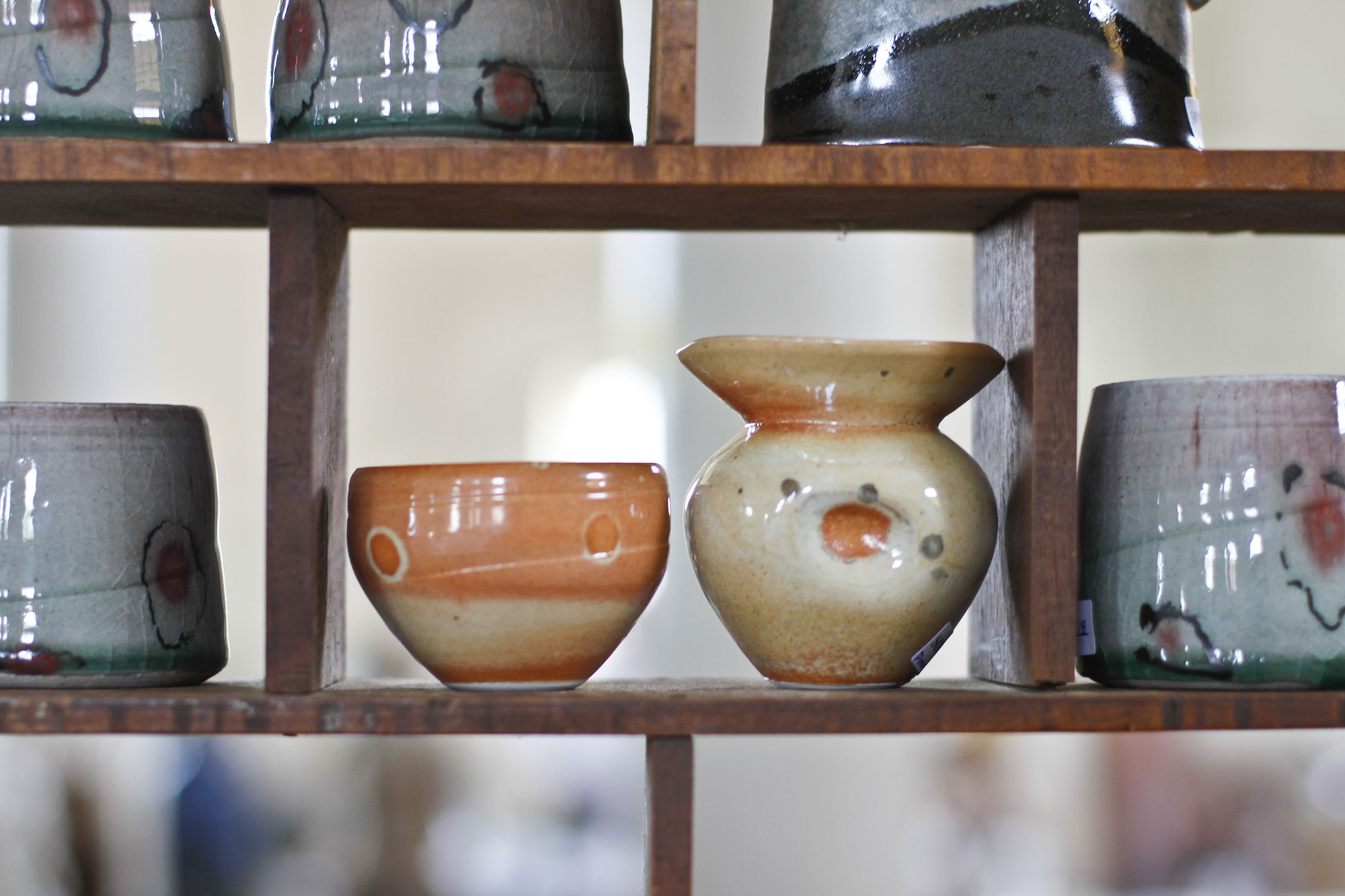 Pottery on display at Fired Works in Macon, Georgia