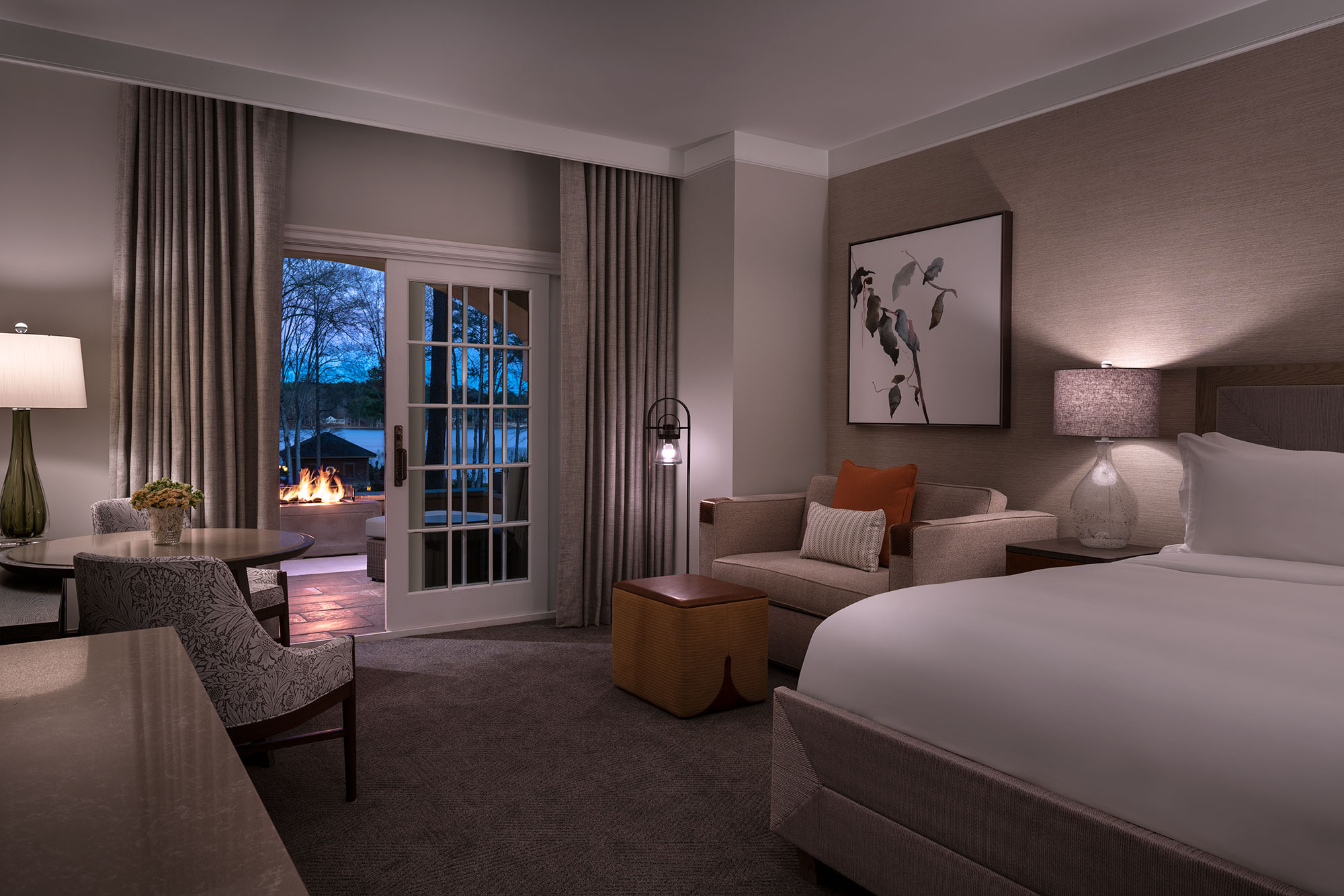 Fireside room at Ritz-Carlton Reynolds, Lake Oconee in Greensboro, Georgia