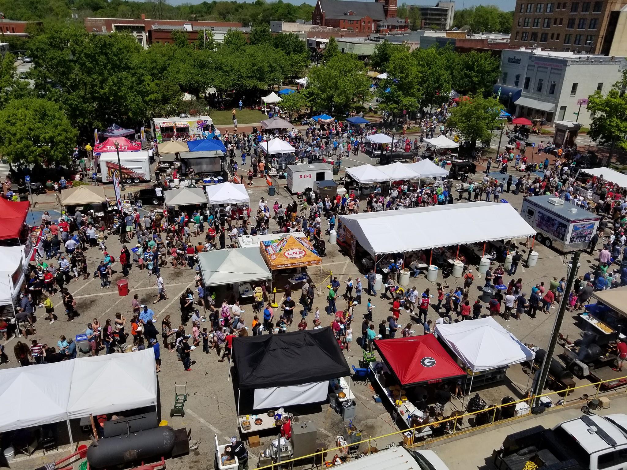 Aerial view of the Spring Chicken Festival in Gainesville, Georgia