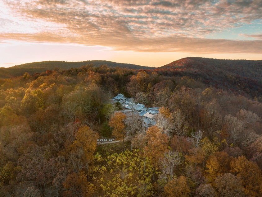 Aerial view of Hike Inn in Dawsonville, Georgia. Photo by Chris Greer Photography
