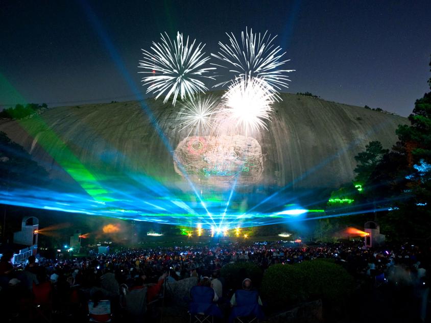 Laser show and fireworks at Stone Mountain Park