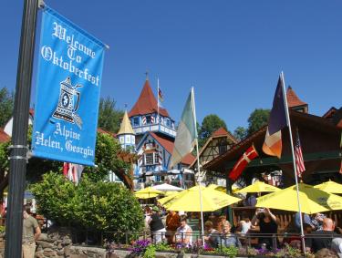Oktoberfest beer garden in Helen, Georgia