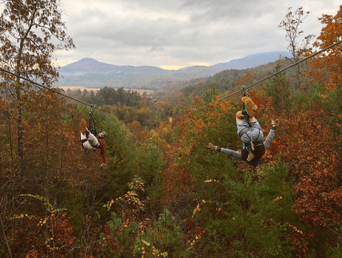 Ziplining at Nacoochee Adventures in Helen, Georgia