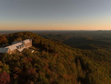 Aerial view of Amicalola Falls State Park & Lodge in Dawsonville, Georgia