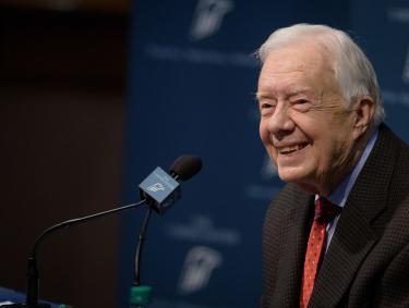 President Jimmy Carter at a 2015 press conference at The Carter Center in Atlanta, Georgia. Credit The Carter Center