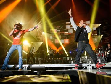Jason Aldean and Ludacris on stage in Athens, Georgia