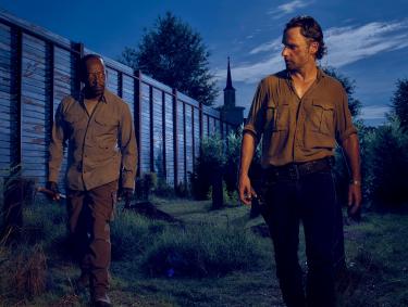 Lennie James (Morgan) and Andrew Lincoln (Rick) in The Walking Dead, filmed in Senoia, Georgia
