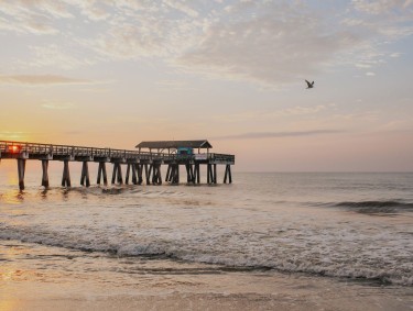 Sunrise at the pier on Tybee Island, Georgia