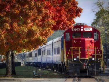 Fall train ride on the Blue Ridge Scenic Railway in Blue Ridge, Georgia