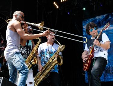 Trombone Shorty performing at Sweetwater 420 Fest in Atlanta, Georgia
