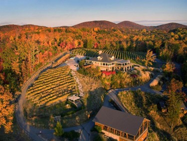Aerial view of Wolf Mountain Vineyards & Winery in Dahlonega, Georgia
