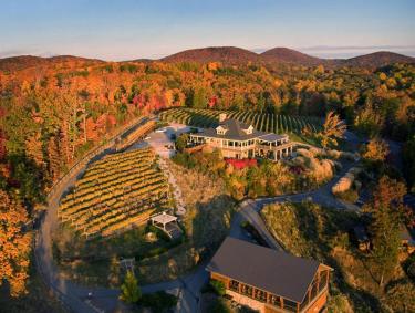 Aerial view of Wolf Mountain Vineyards & Winery in Dahlonega, Georgia