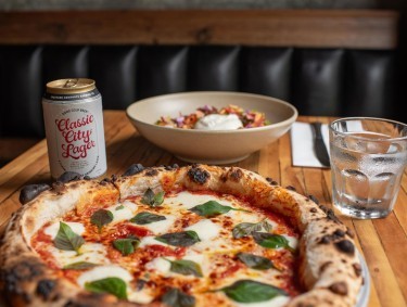 Pizza and beer at Staplehouse in Atlanta, Georgia