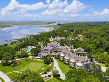 Aerial view of Jekyll Island Club Resort on Jekyll Island, Georgia
