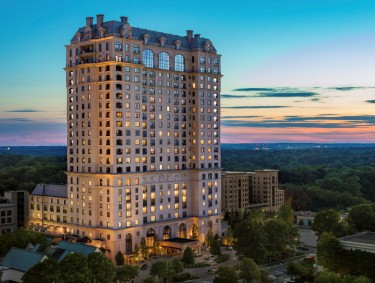 Exterior skyline view of St. Regis Hotel in Atlanta, Georgia