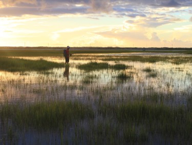 Clint McNeal fishing in the Georgia salt marsh at sunset