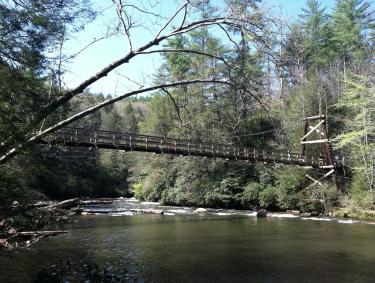 Swinging Bridge over the Toccoa River near Blue Ridge, Georgia