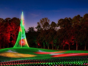 Magical field of lights at Fantasy in Lights at Callaway Resort & Gardens in Pine Mountain, Georgia