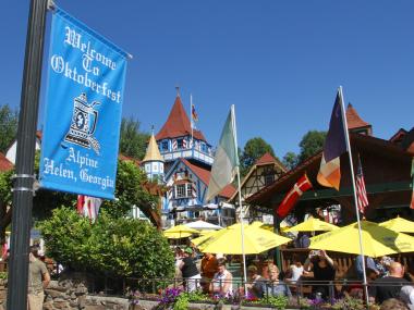 Oktoberfest beer garden in Helen, Georgia